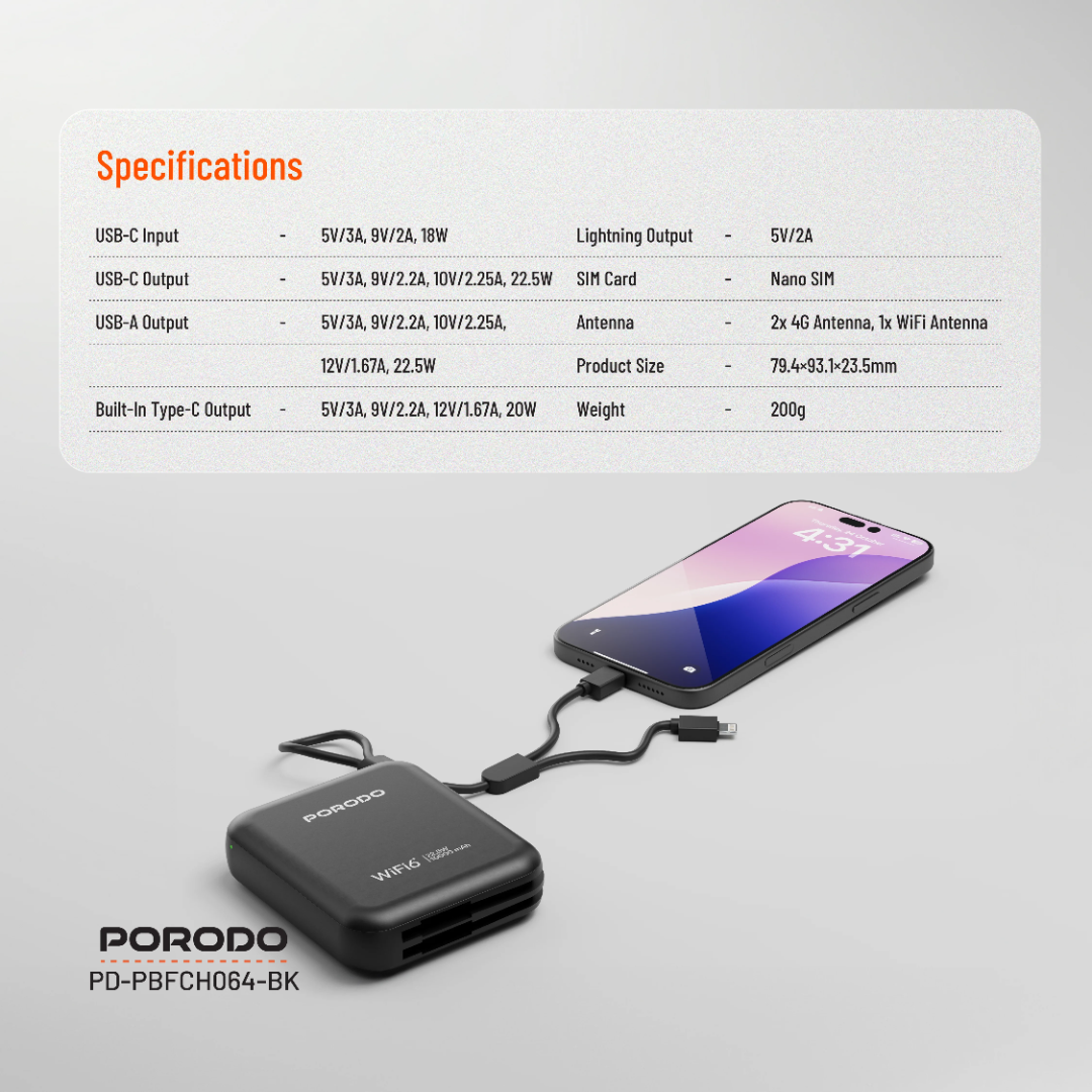 فروشگاه آنلاین نخلینو   - پاوربانک 10000mAhو مودم جیبی LTE پرودو مدل Pocket Router